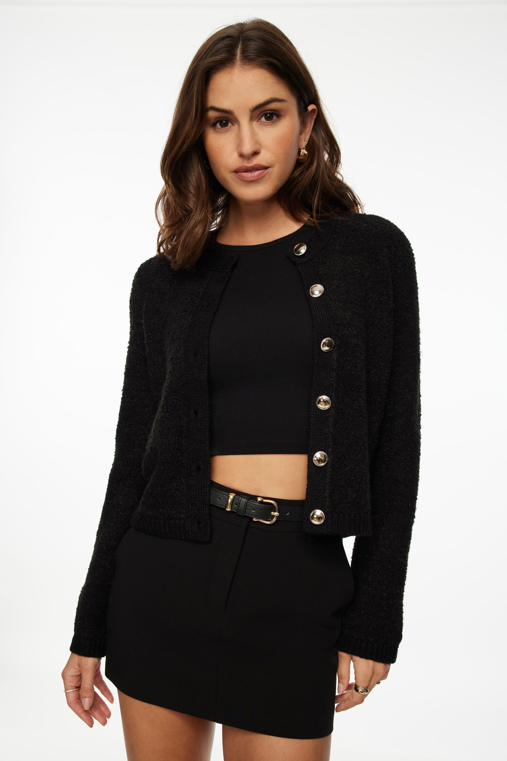 Gabrielle Bouclé Cardigan Black | Garage