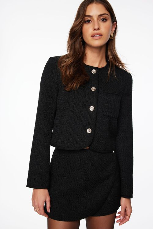 Cropped Tweed Blazer Black Garage