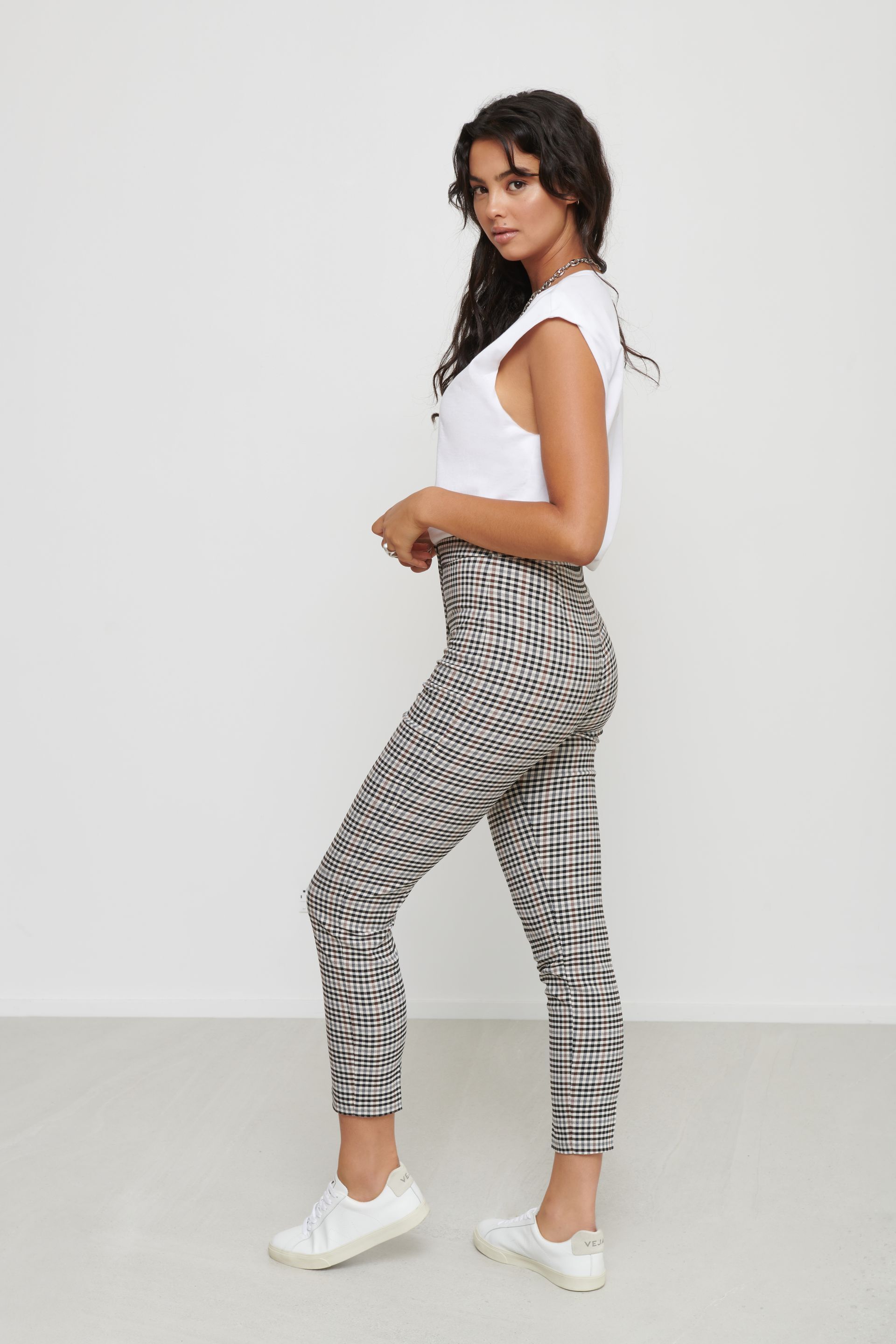 plaid cigarette pants