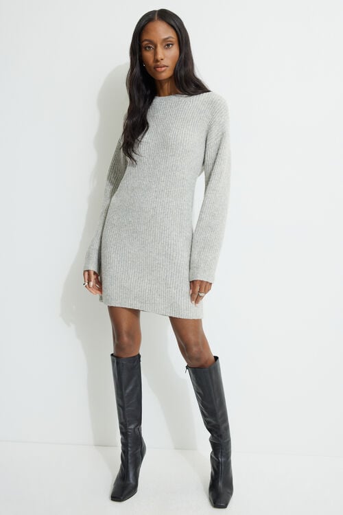 Rib Knit Mini Sweater Dress