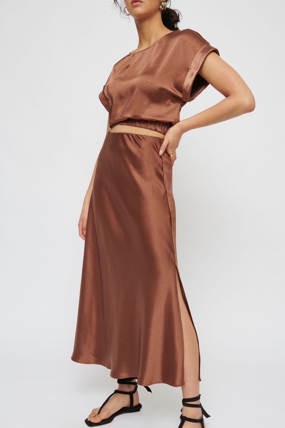Garage Satin Midi Skirt 10006293143A