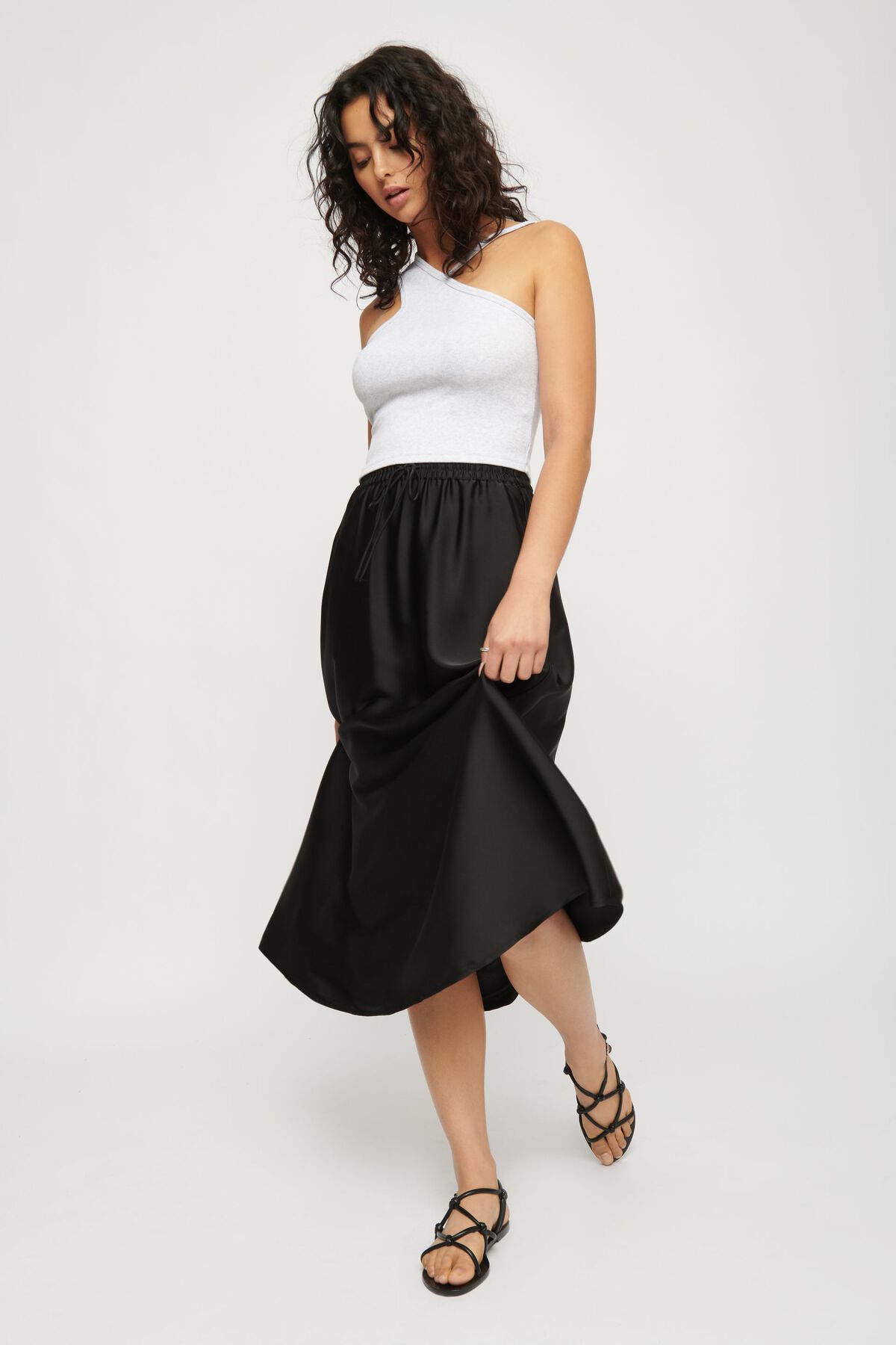 Garage PullOn Satin Midi Skirt 10006420406V