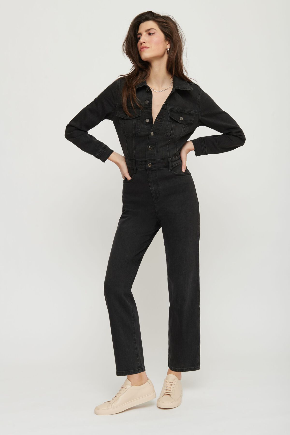 Garage Long Sleeve Denim Jumpsuit 10005795507Q