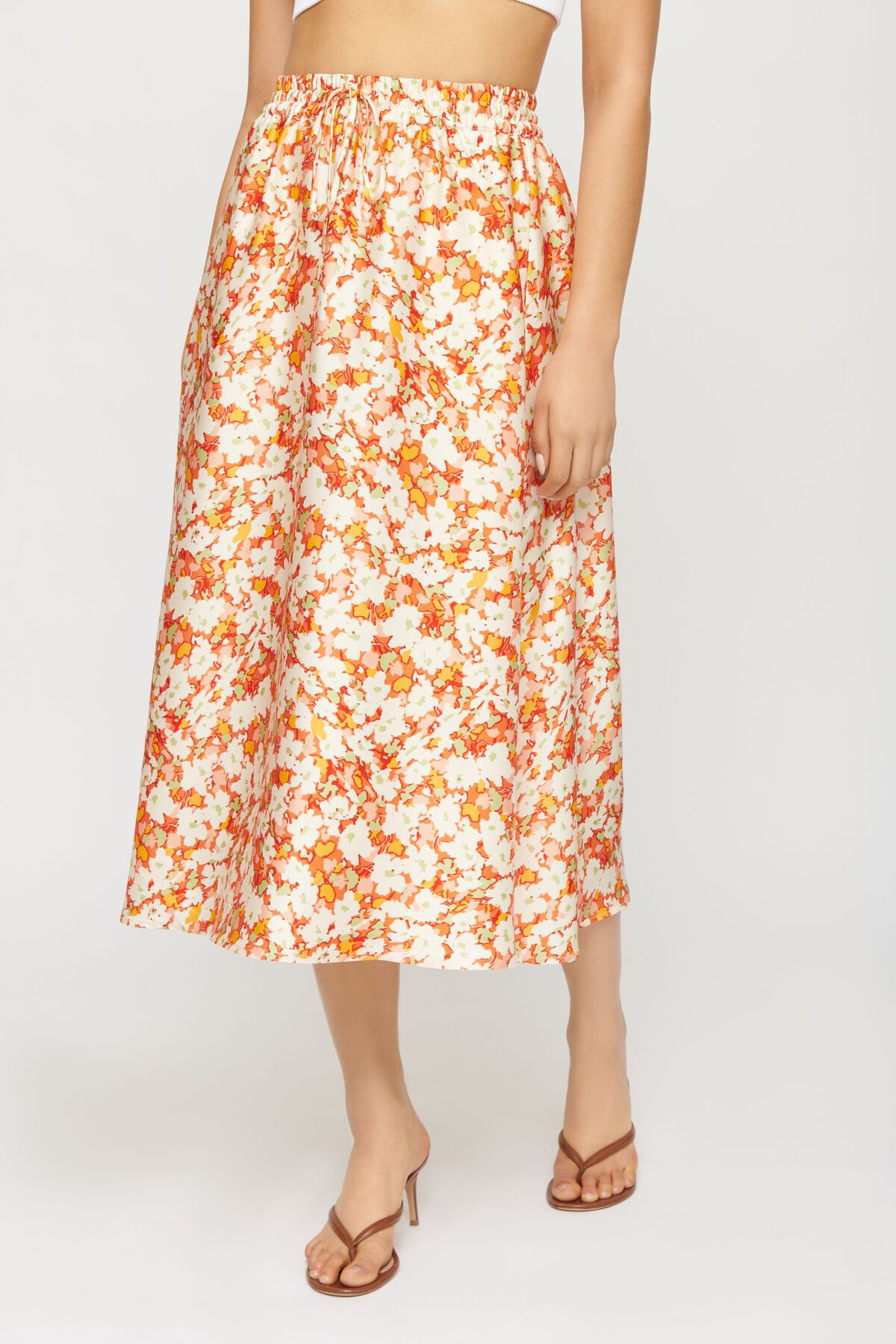 Garage PullOn Satin Midi Skirt 10006420446L
