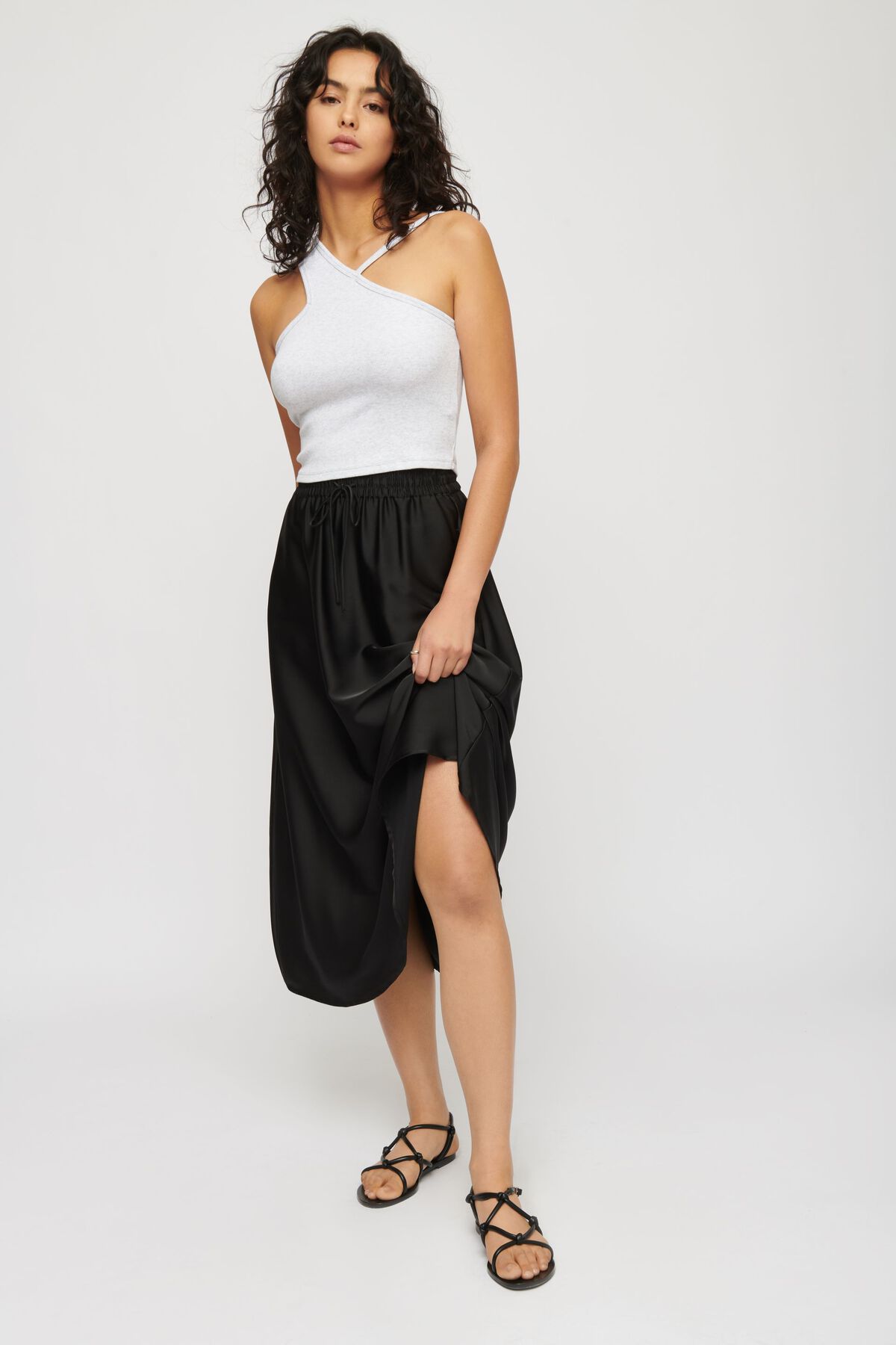 Garage PullOn Satin Midi Skirt 10006420406V