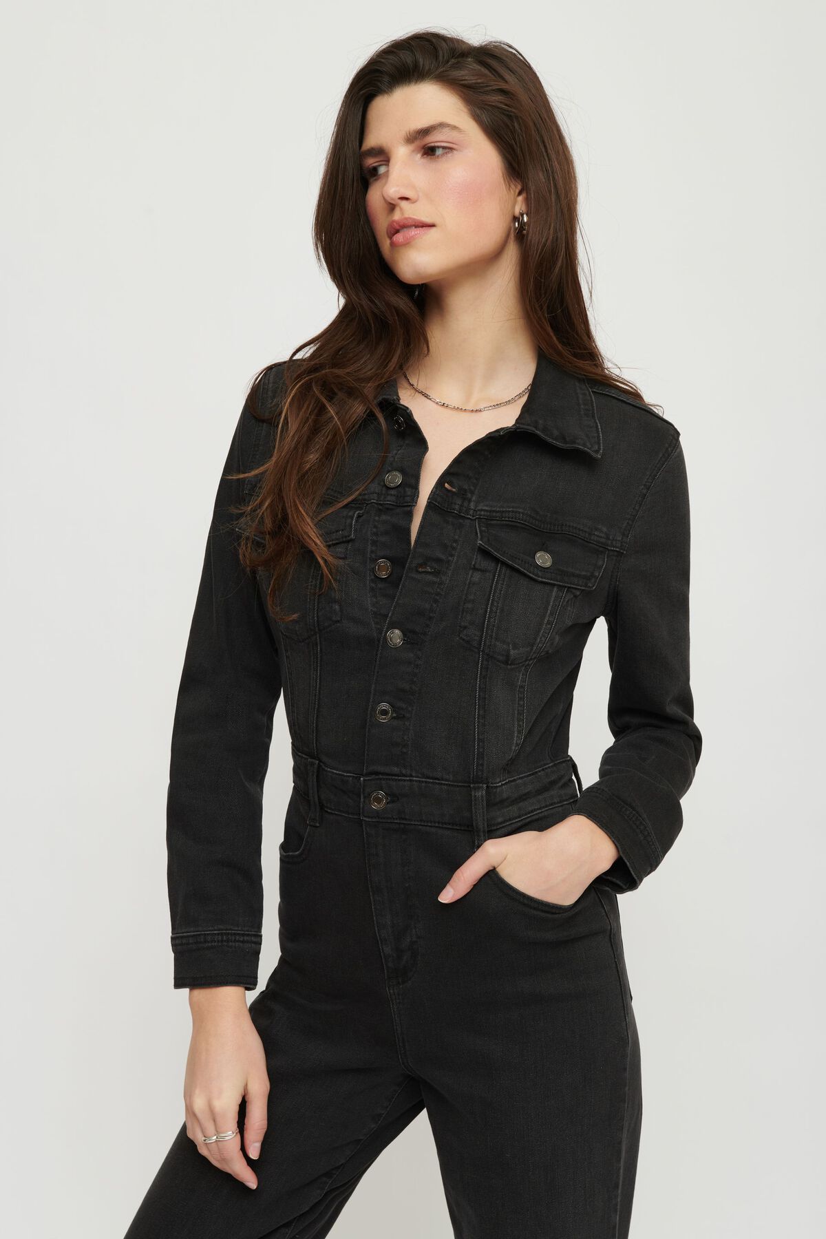 Garage Long Sleeve Denim Jumpsuit 10005795507Q