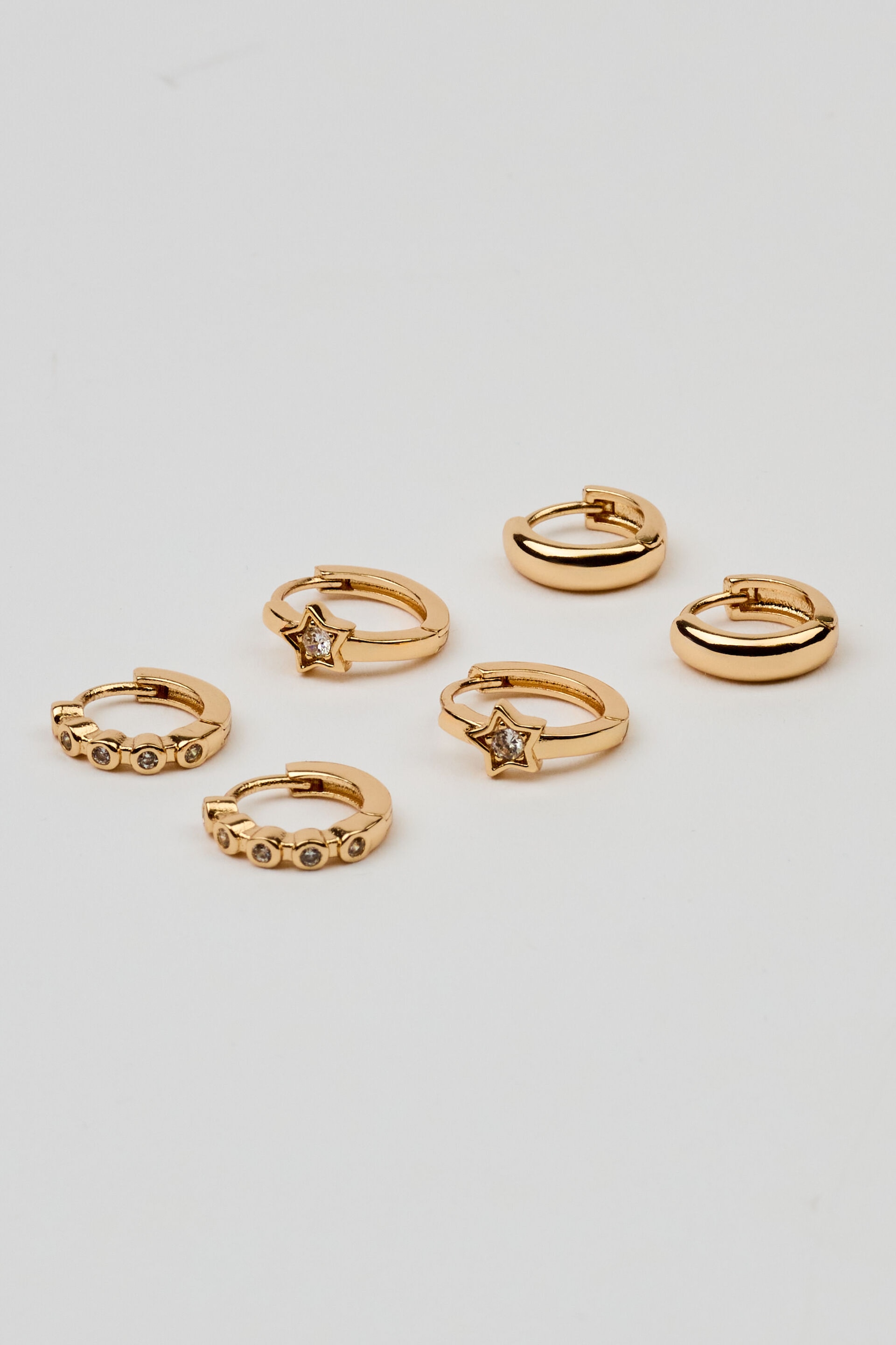 3 Pack Mini Stars & Gem Hoop Earrings