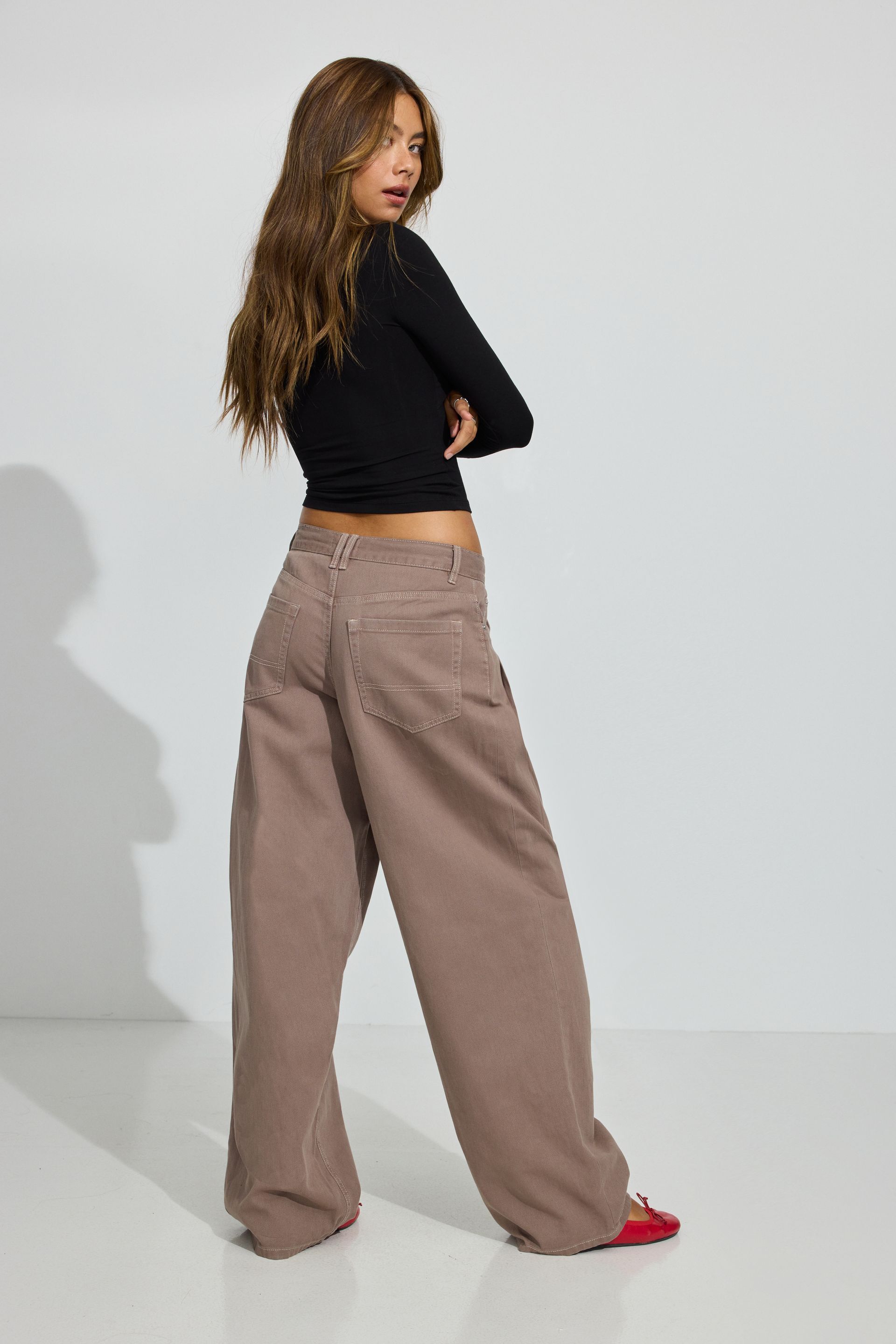 Kenzie Low Rise Baggy Pants Brown | Garage