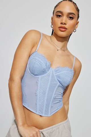 Chrishell Lace Mesh Bustier Blue