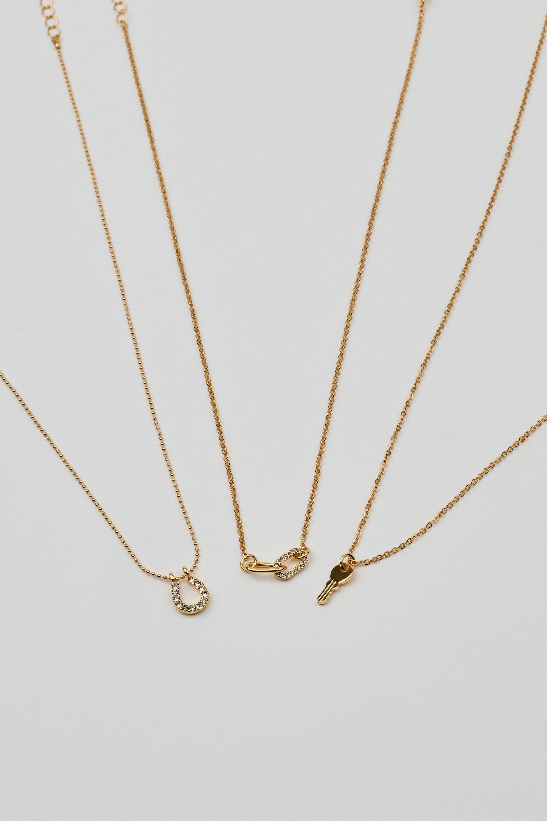 Set of 3 Key, Shoehorn & Link Necklaces