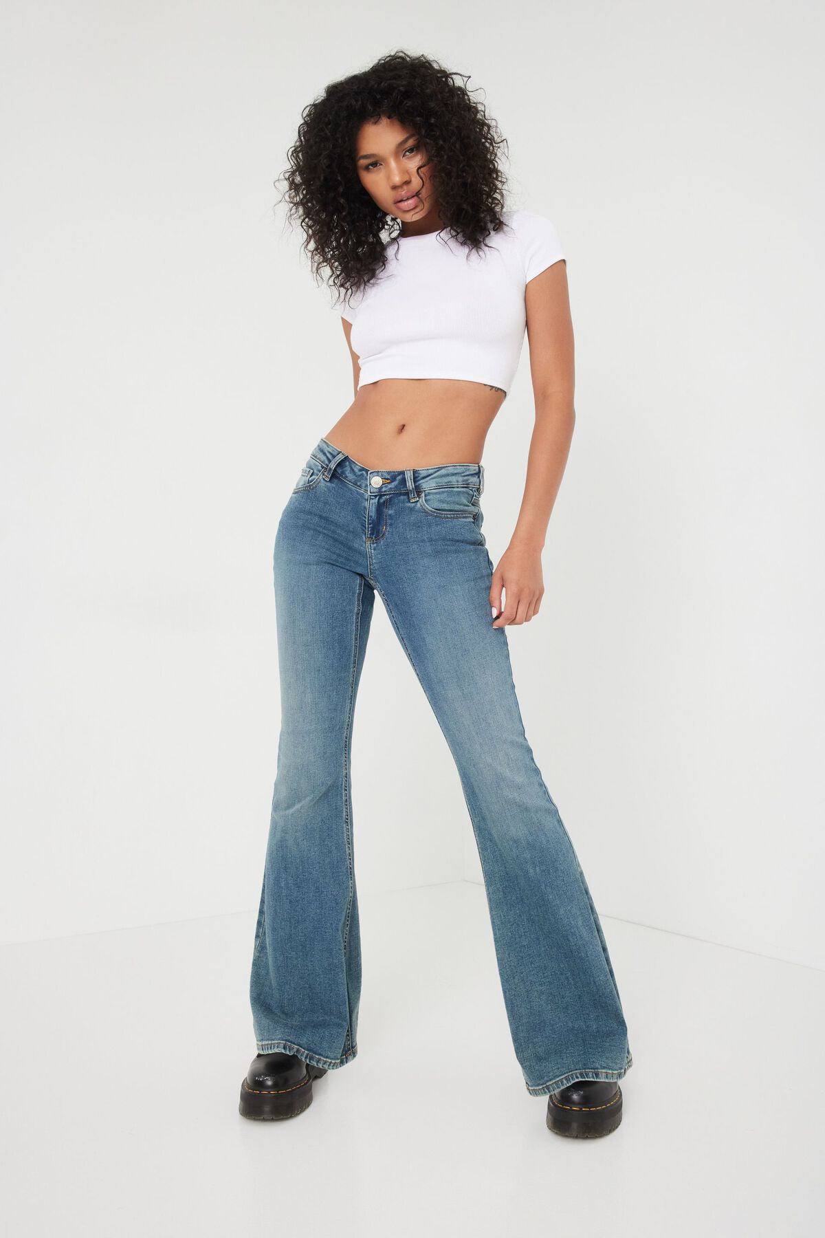 Extreme Low Rise Flare Jean - Reid Blue