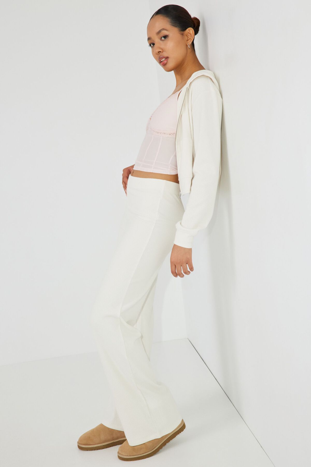 Flared Sleep Rib Pant Brown Garage