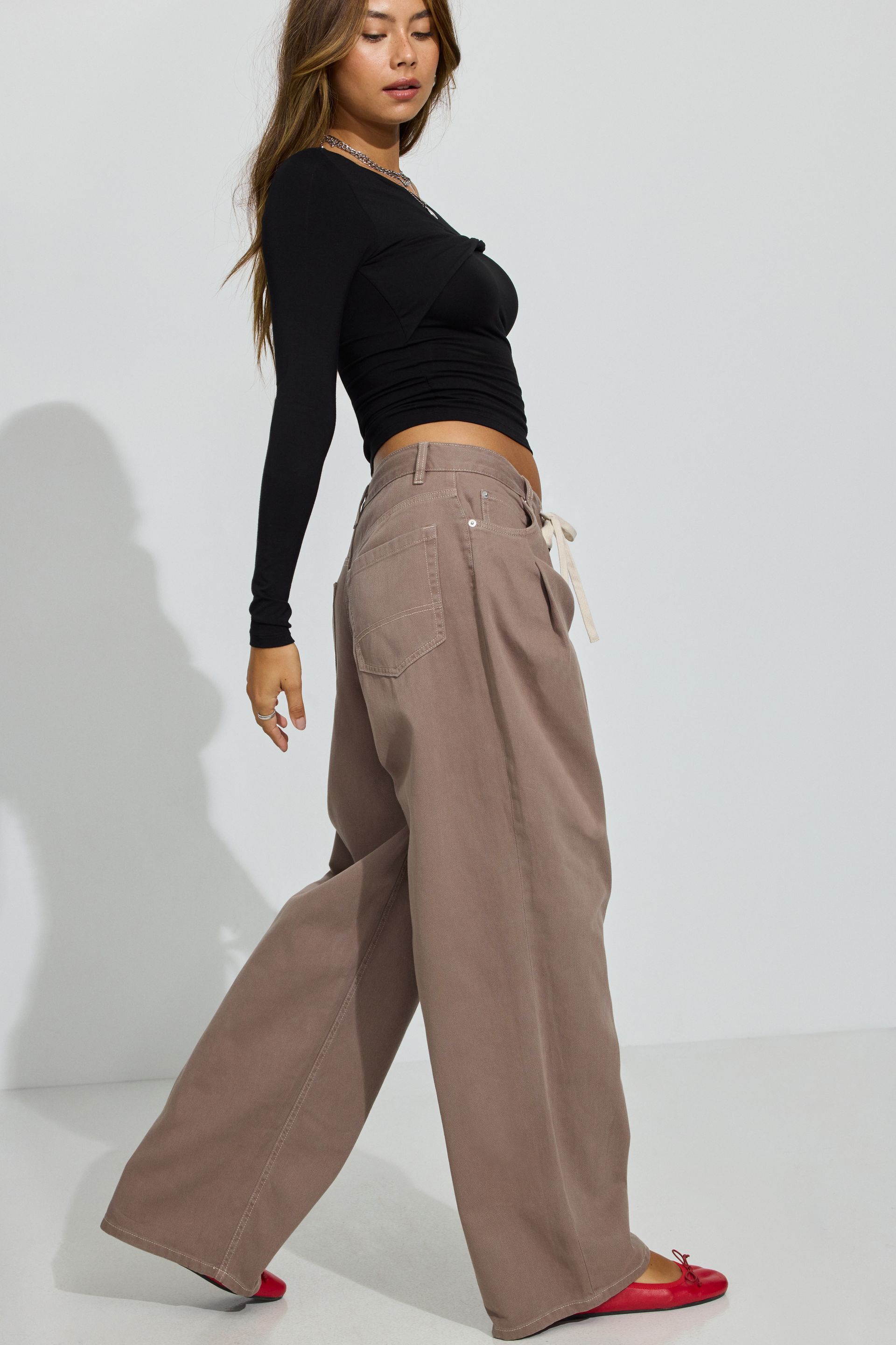 Kenzie Low Rise Baggy Pants Brown | Garage