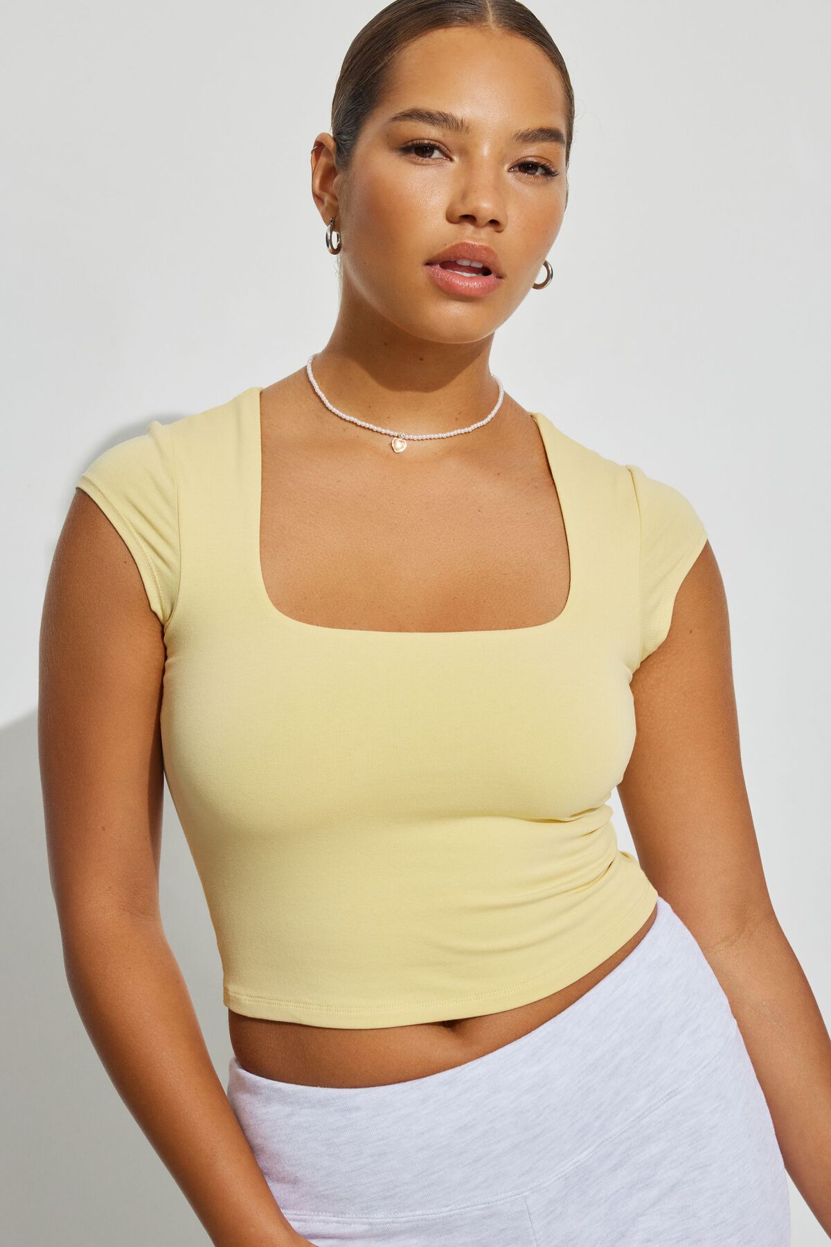 Portia Square Neckline Tee Yellow Garage