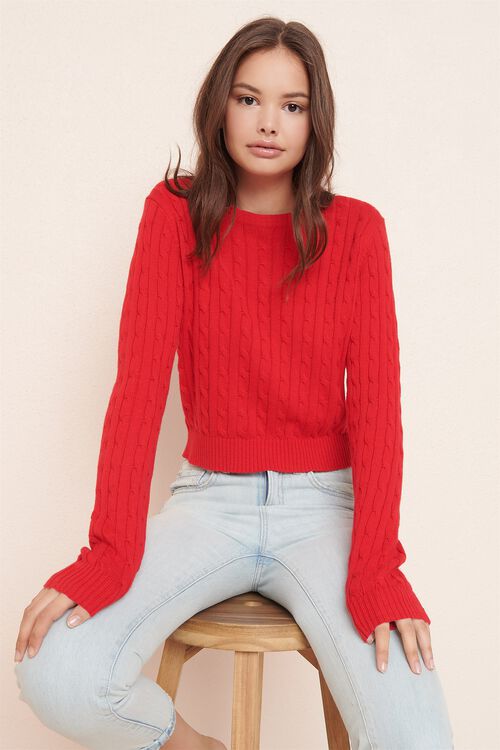 Cable Knit Sweater Red Garage