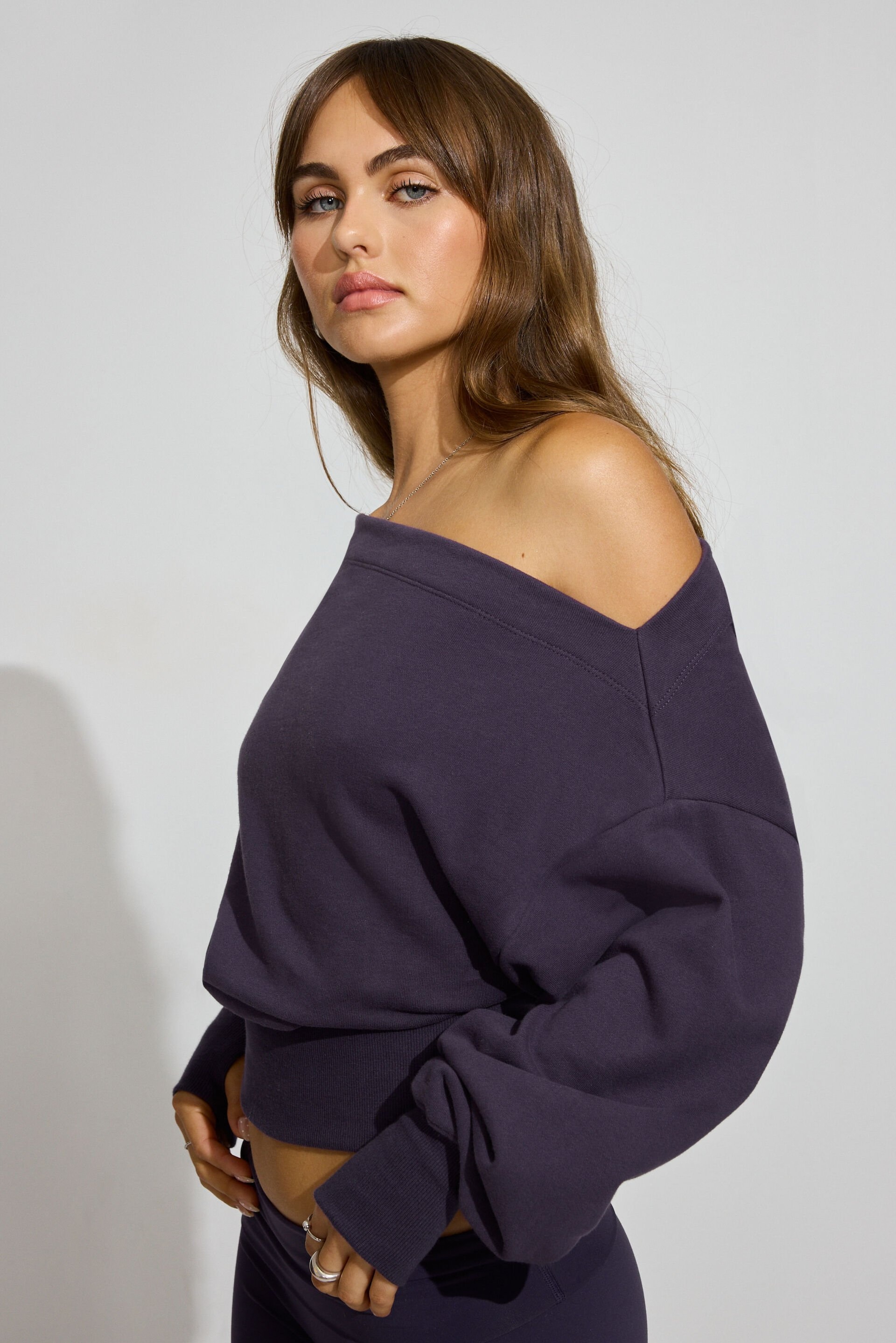 トップス celon off shoulder sweat SoftTerry Rib Off Shoulder Sweater PURPLE | Garage