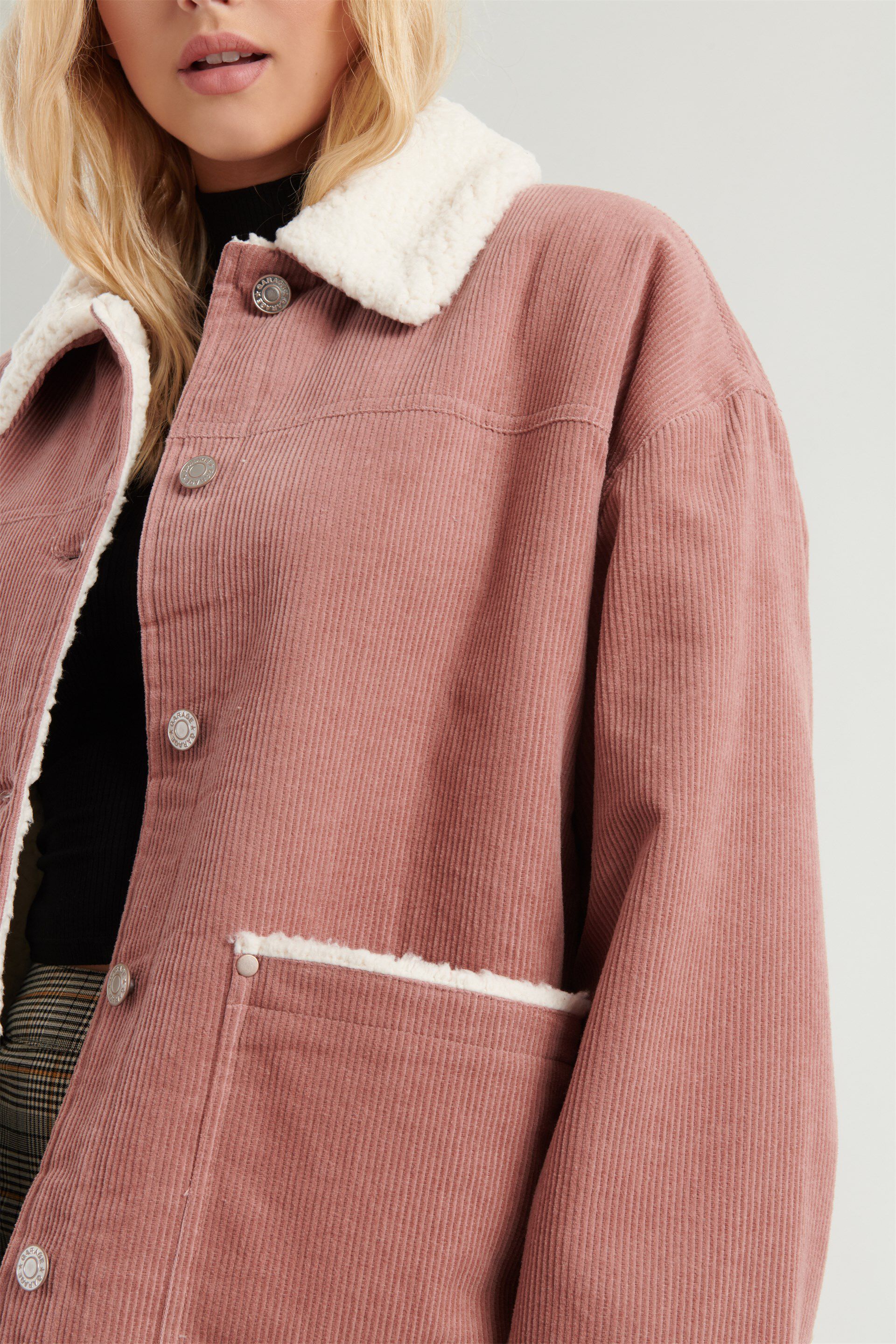pink corduroy sherpa jacket