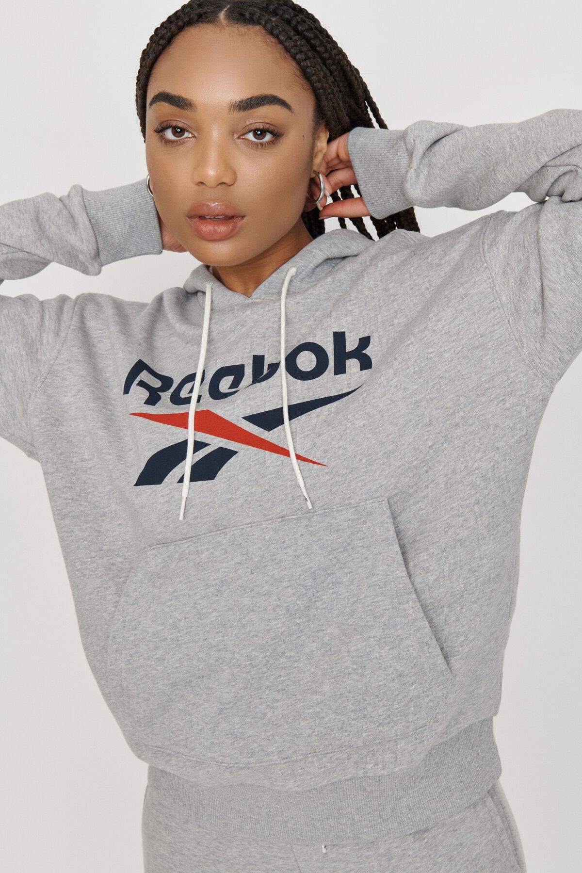 REEBOK Identity Logo French Terry Hoodie Gray Garage