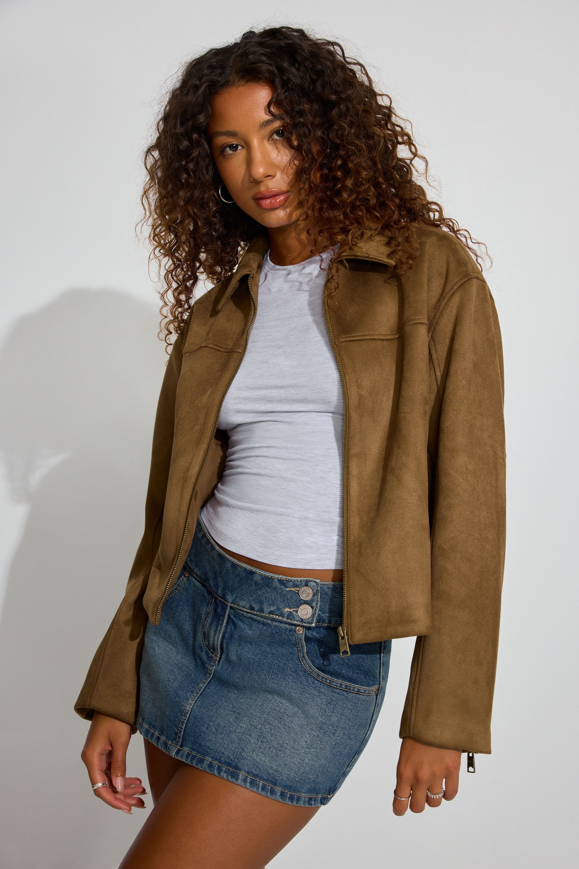 Oversized Suede Worker Jacket Brown | Garage