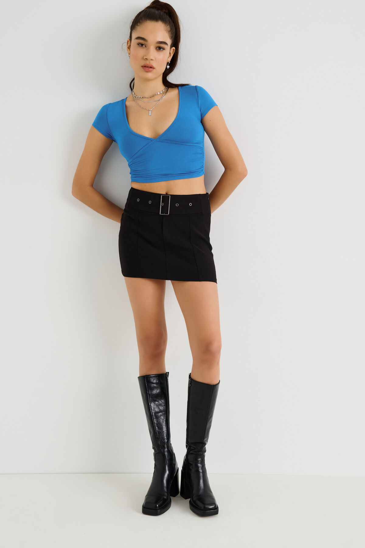 Garage Belted Low Rise Mini Skirt. 2