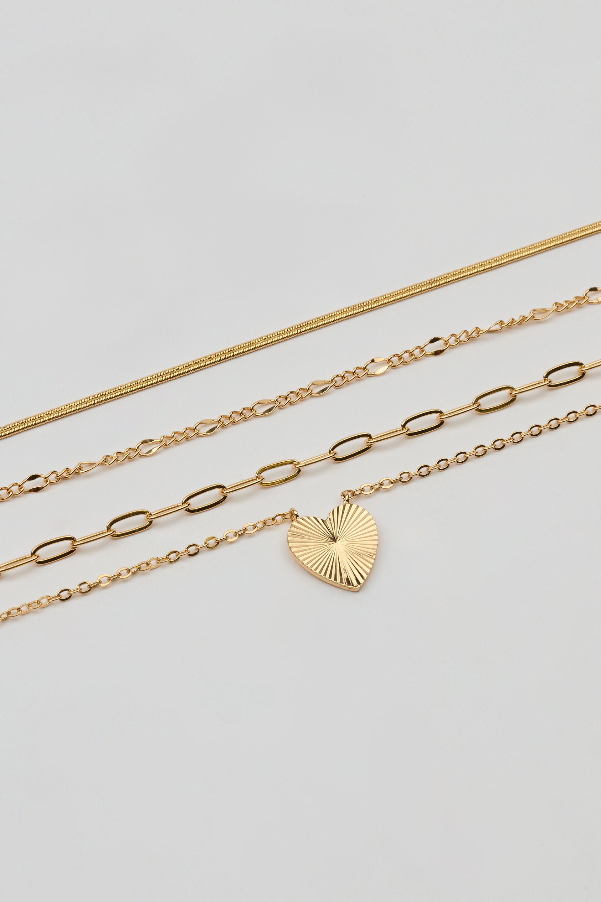 Set of 4 Heart & Chain Necklaces