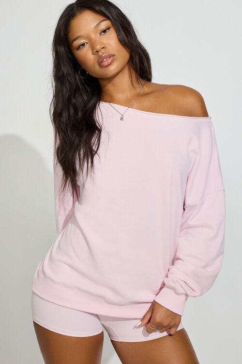 SoftTerry Off Shoulder Sweatshirt Pink Garage