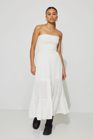 Drop Waist Smocked Tube Dress White | Garage
