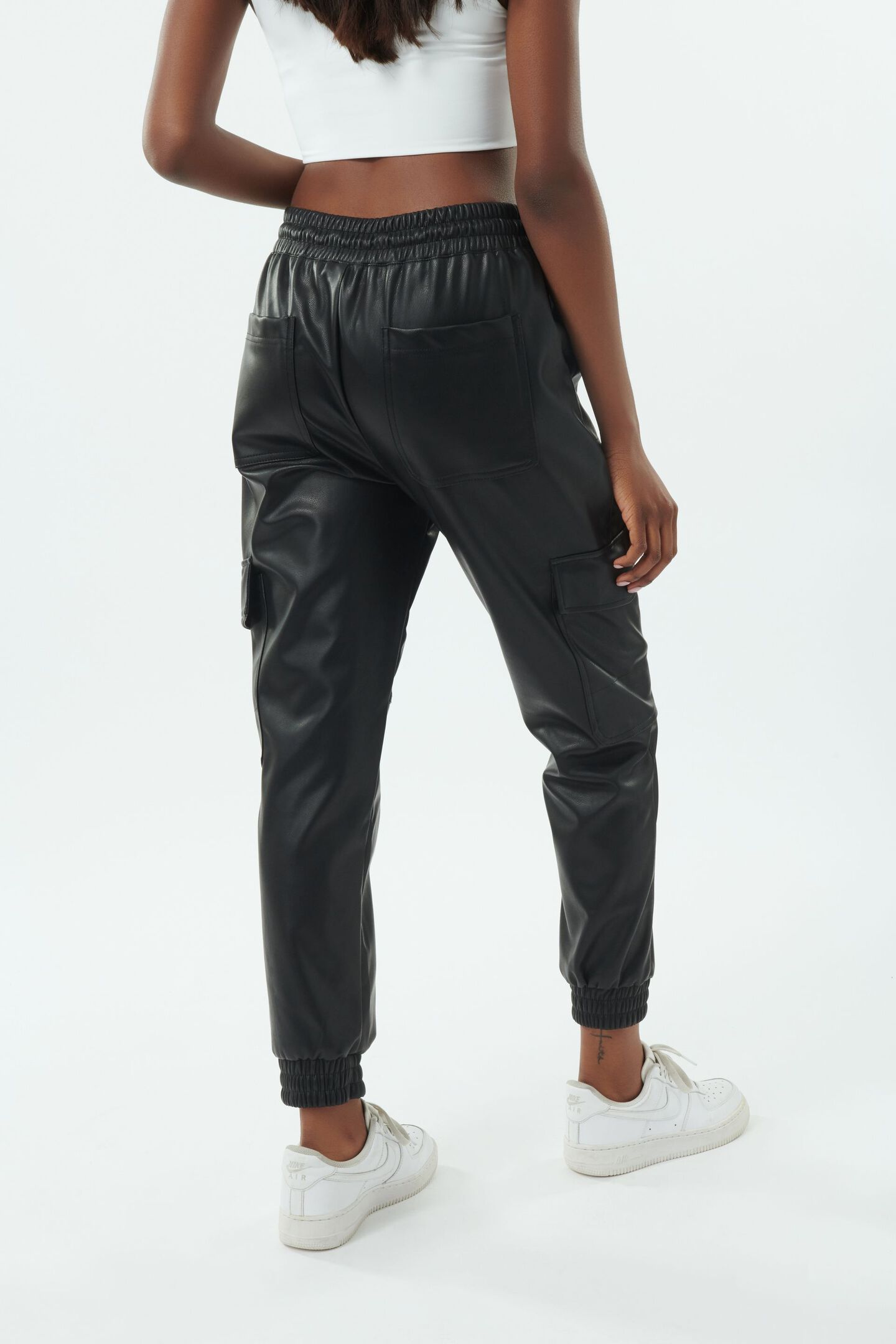 Faux Leather Cargo Pants Garage