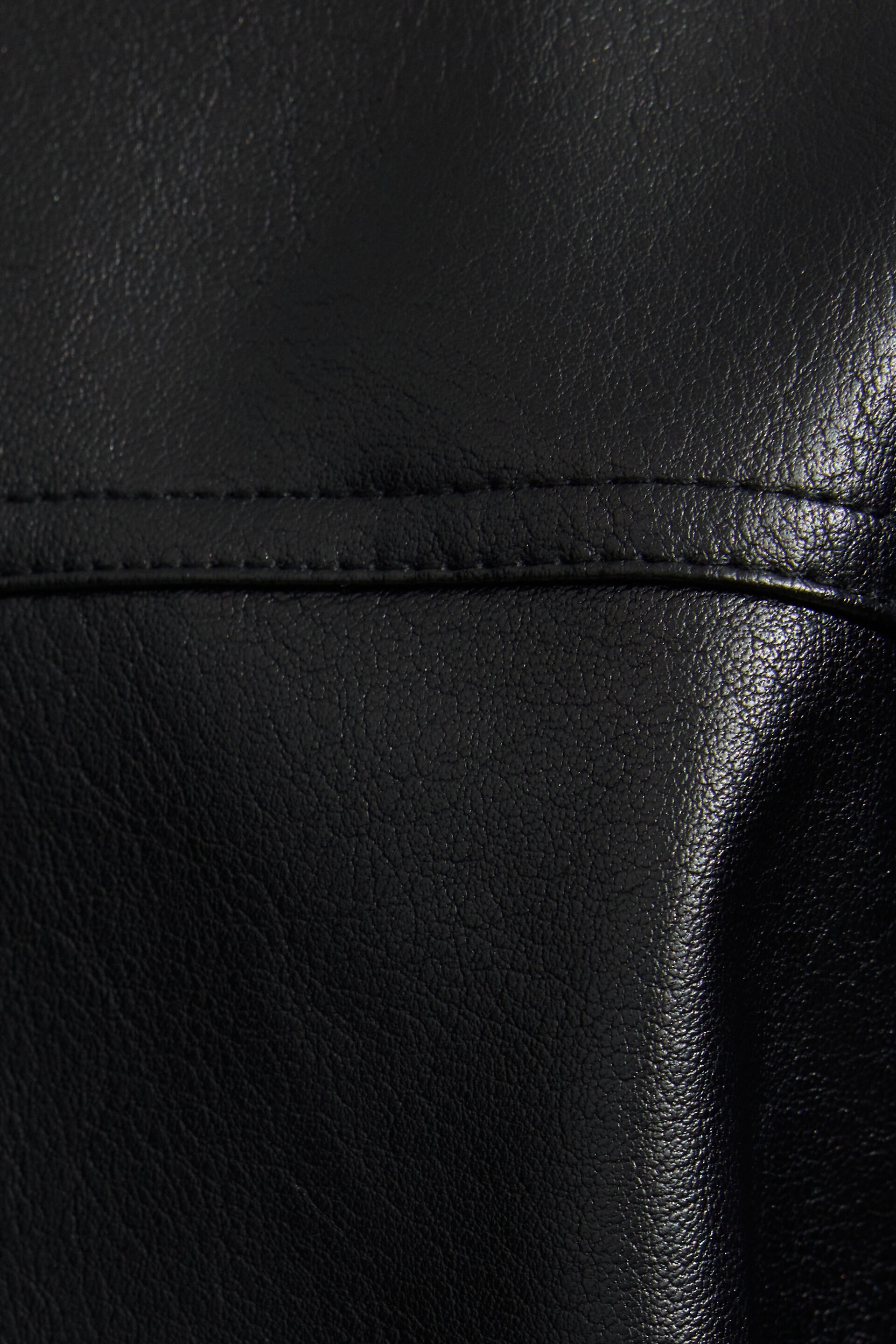 Oversized Faux Leather Stand Collar Bomber