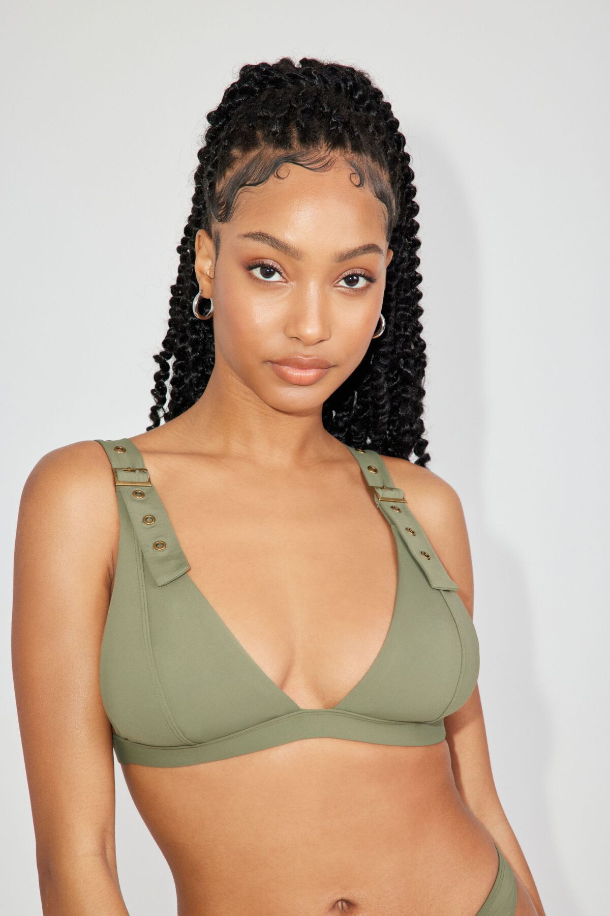 Apple Green Glitter Fuller Bust Triangle Bikini Top