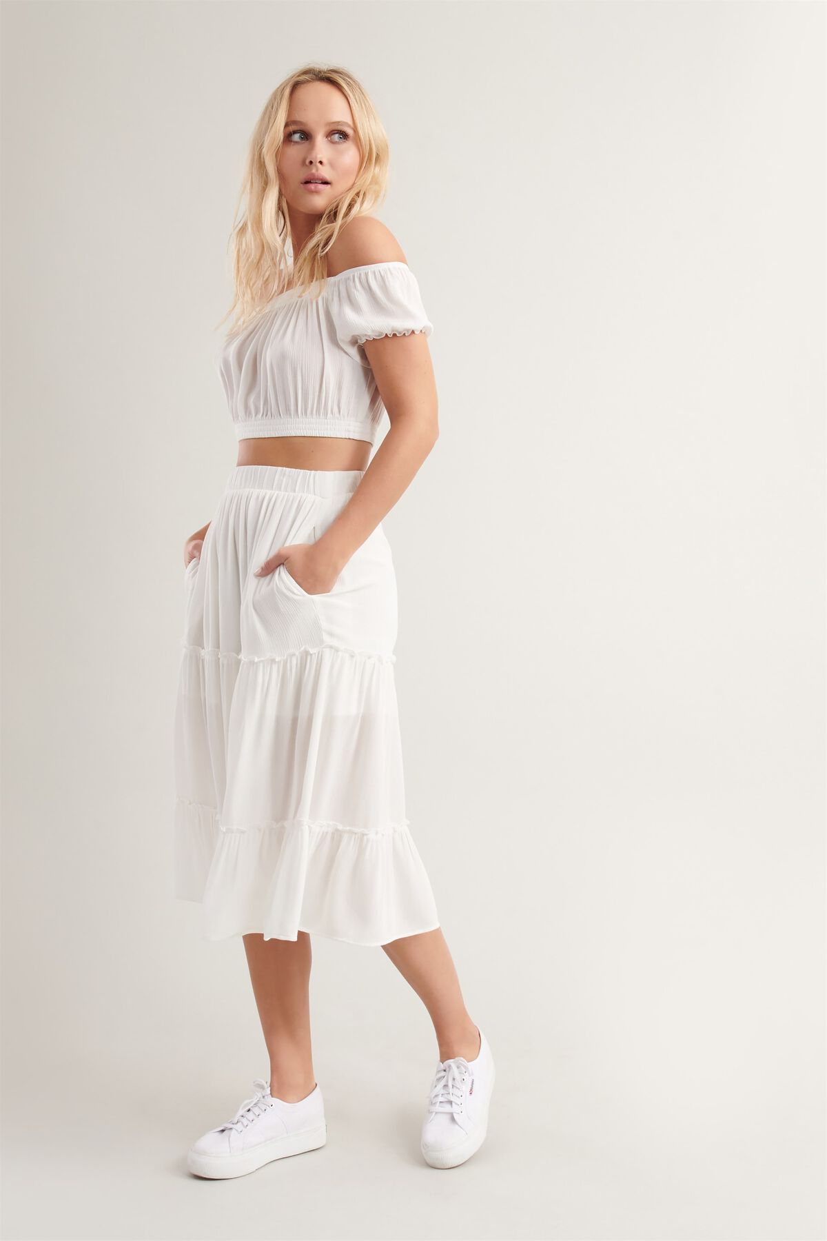 Tiered Midi Skirt Garage