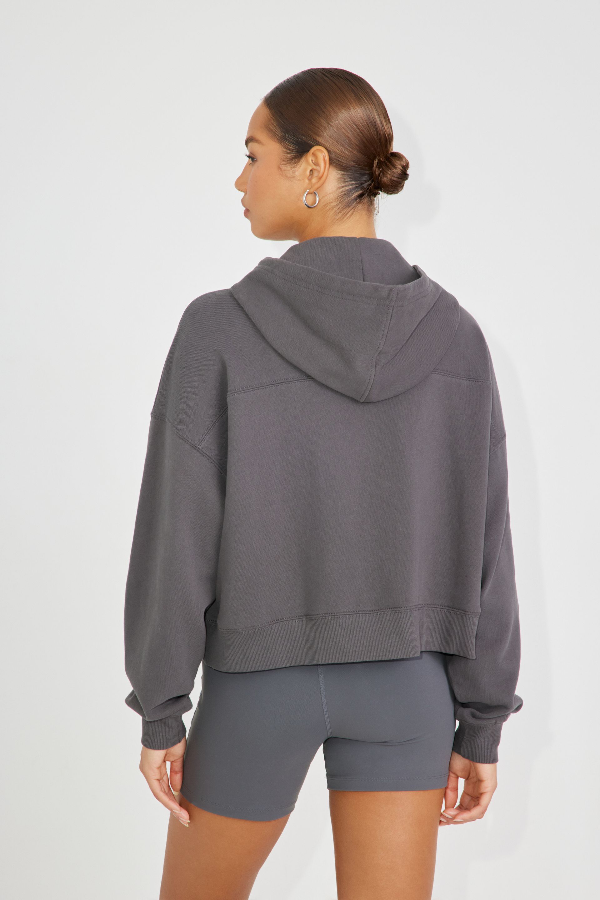 Boxy Cropped Zippy Hoodie Gray | Garage