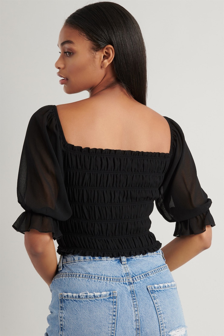 chiffon puff sleeve blouse