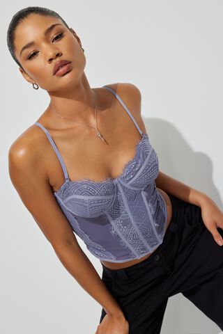 Chrishell Lace Mesh Bustier Blue
