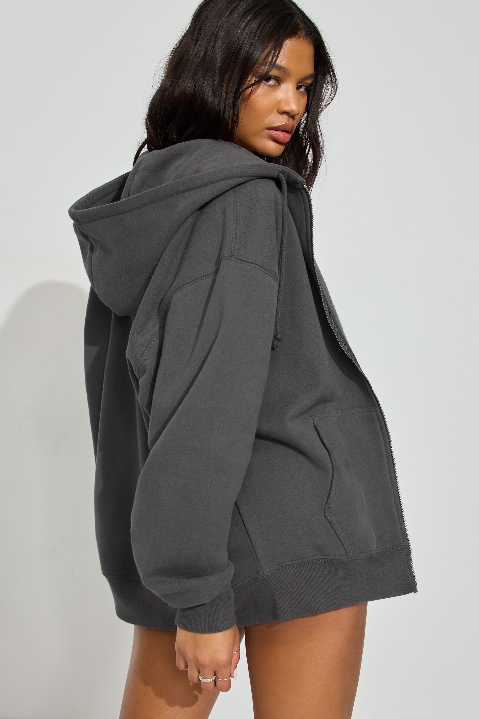 トップス S w zip hoodie long theredthread gray THEREDTHREAD / ザレッドスレッド】S w zip hoodie long