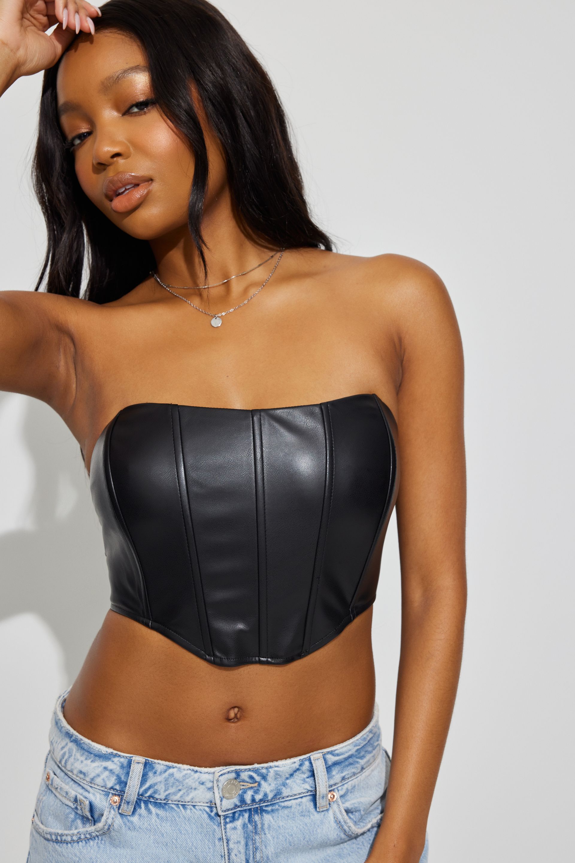 Buy Faux Leather Corset Top-Black for Women Online in India