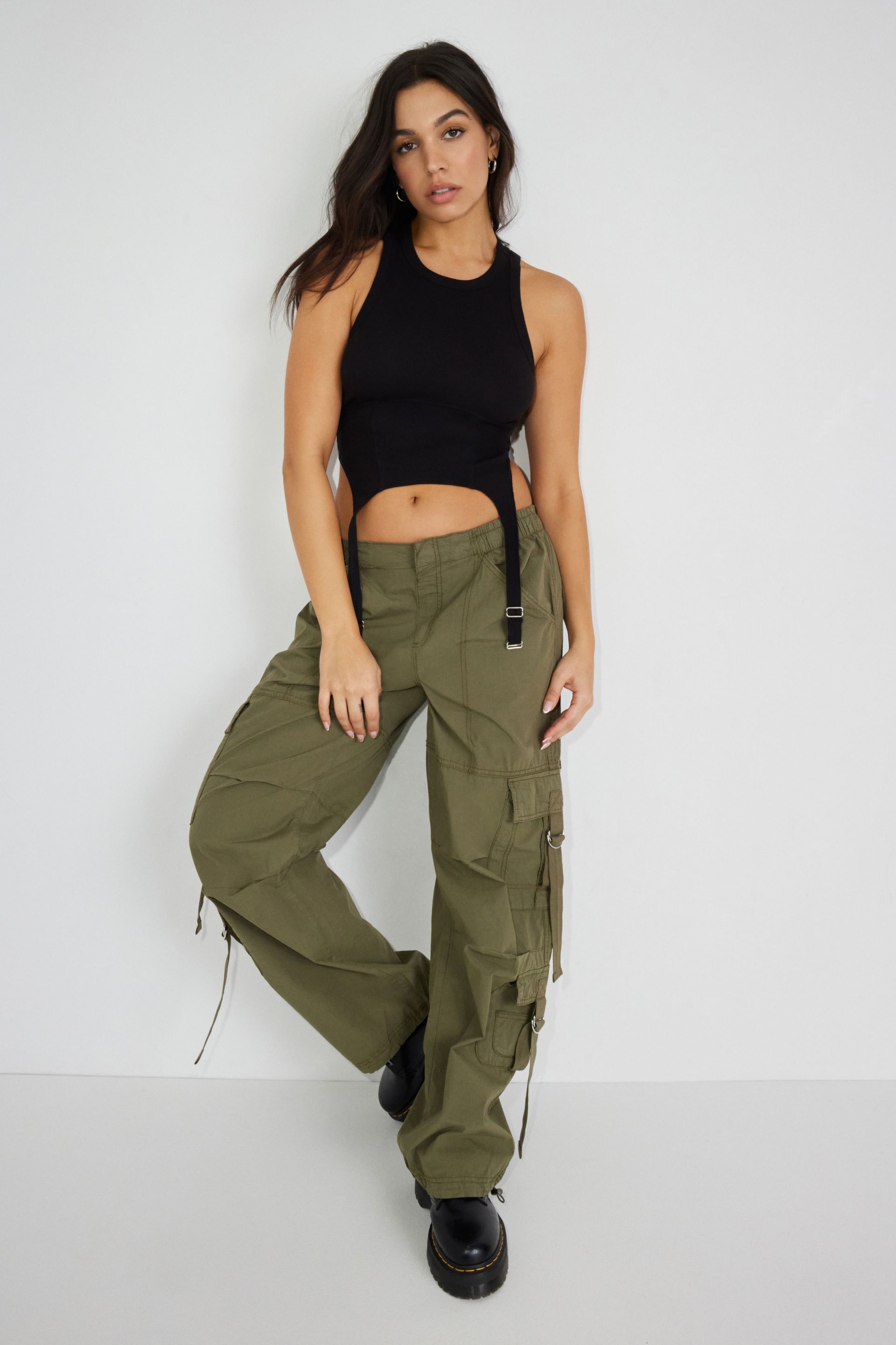 Ribbed Garter Tank Top Black | Garage