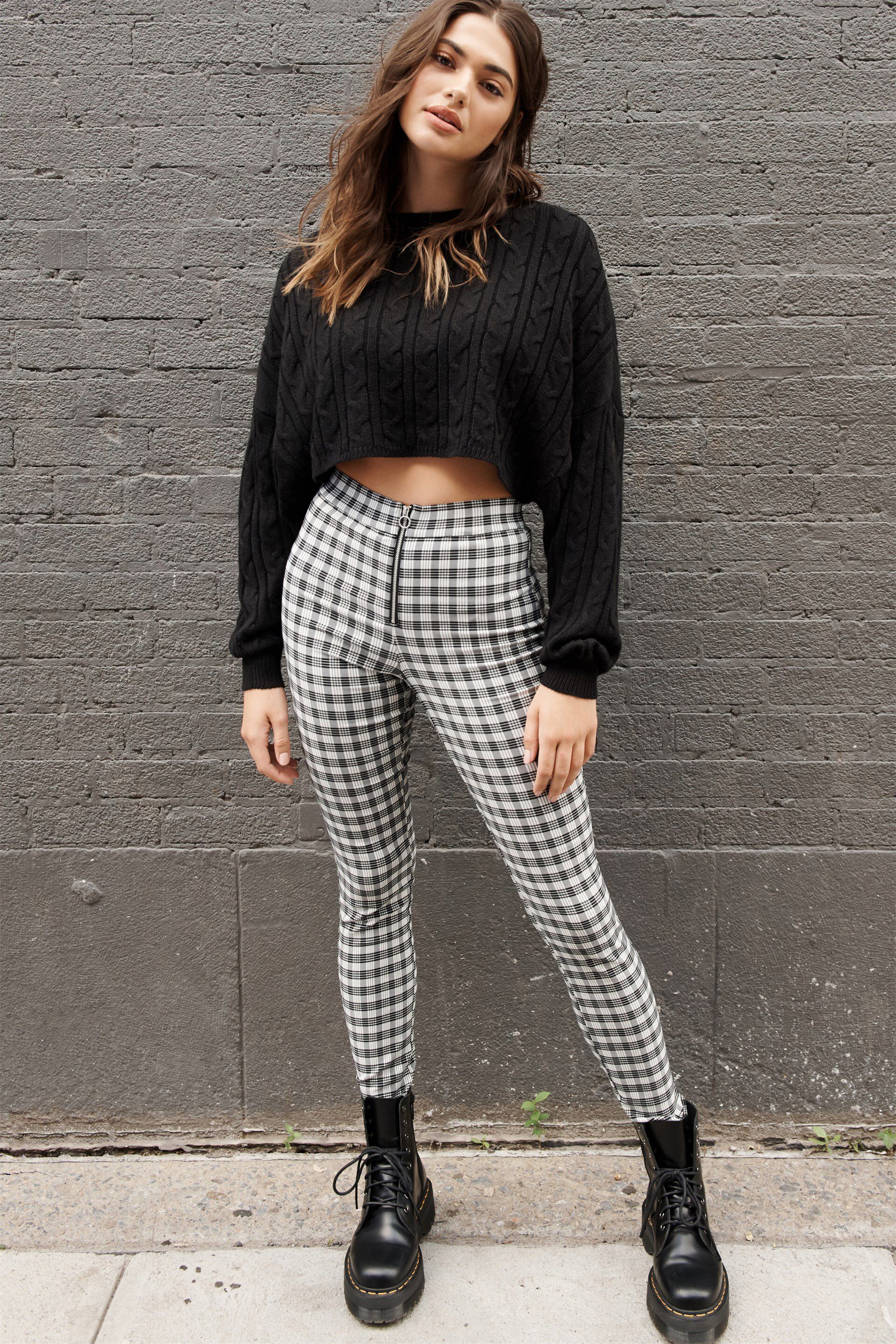 checkered black pants