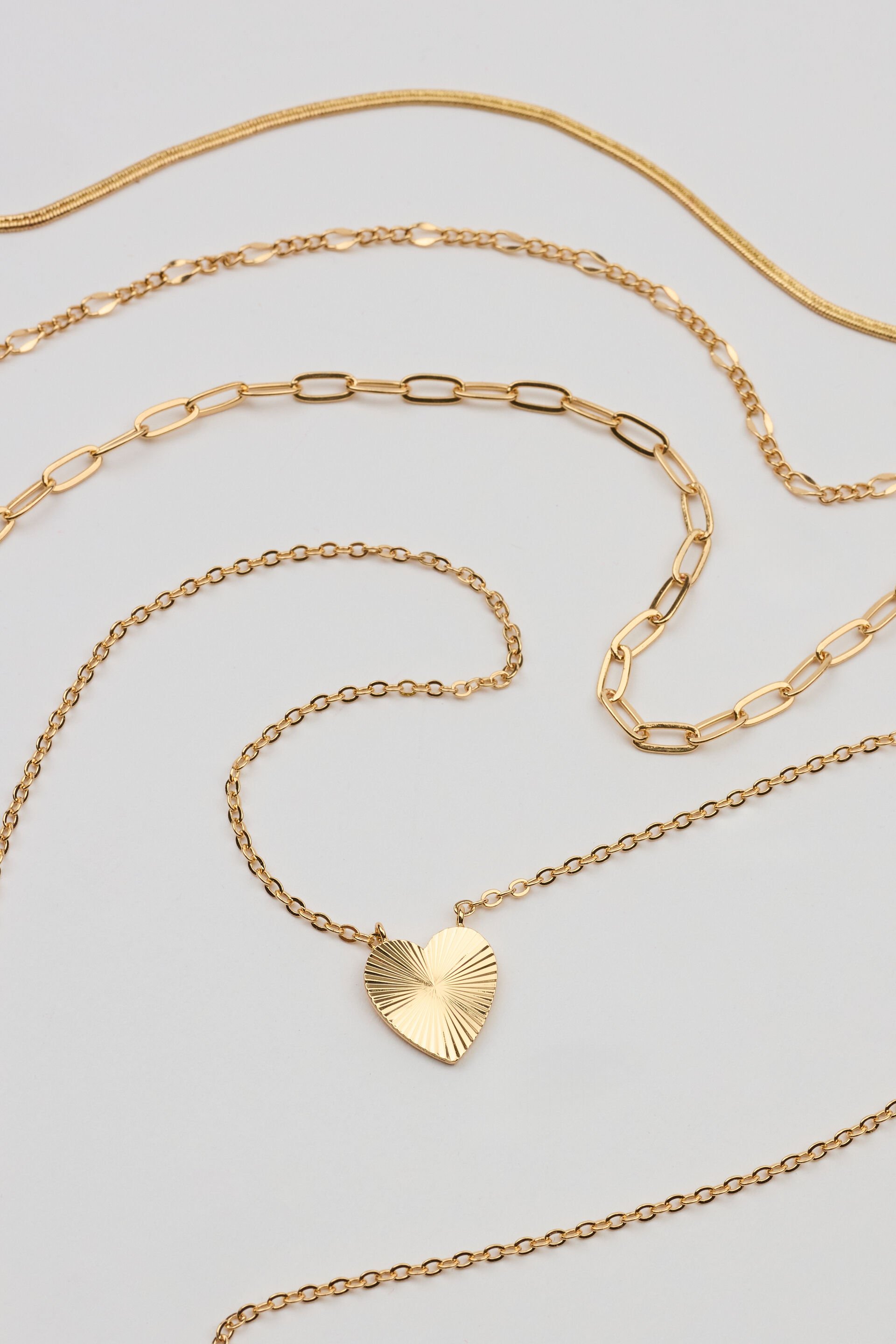 Set of 4 Heart & Chain Necklaces