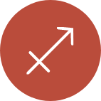 Symbole du Sagittaire rouge.