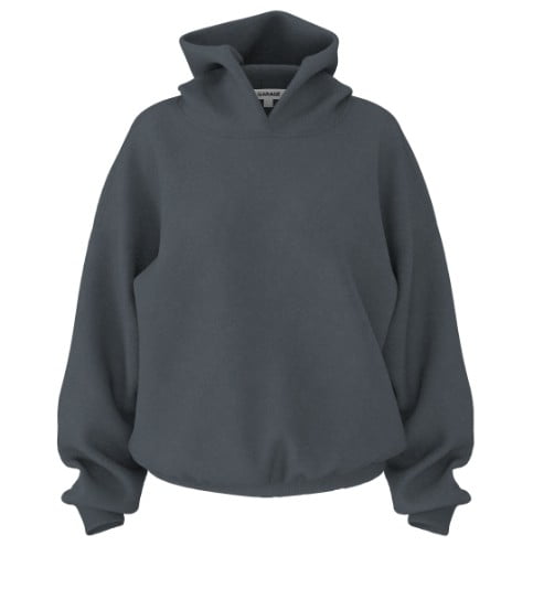 Dark grey hoodie.