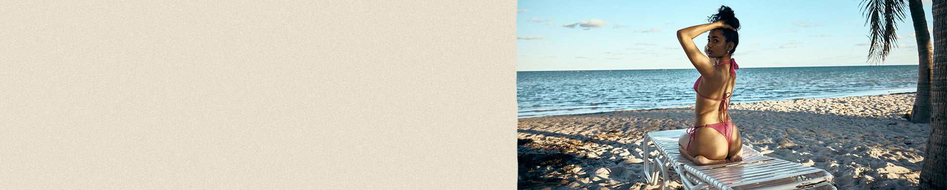 Model is wearing a Garage bikini at the beach.