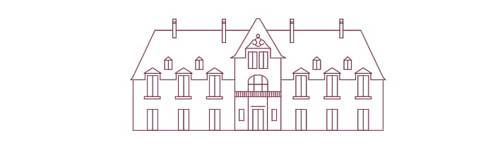 An outline of a hotel.