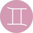 Symbole des Gémeaux rose.
