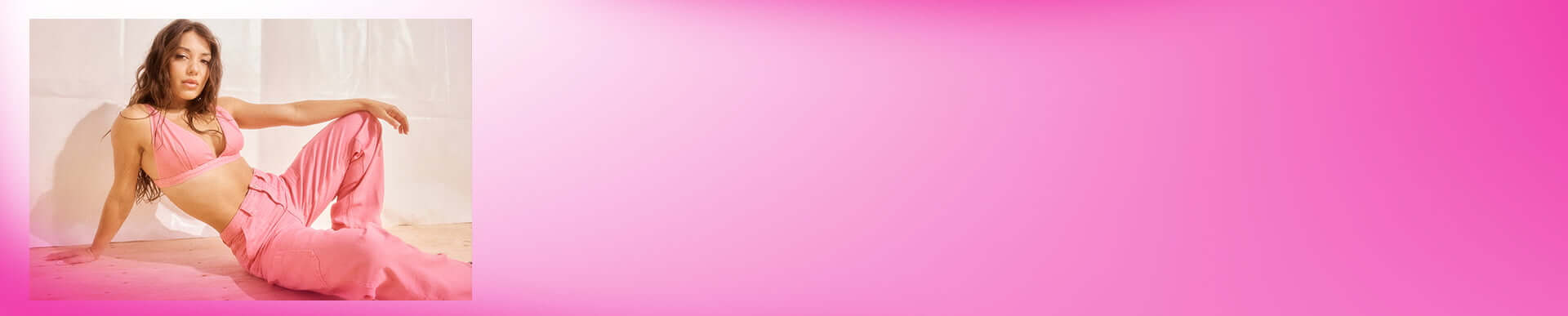 Pink background.