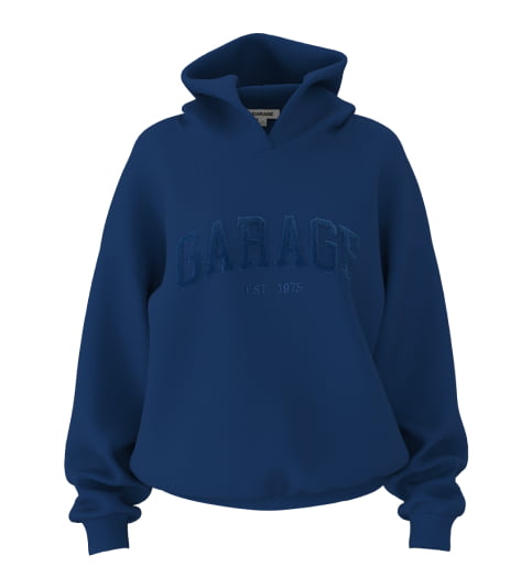 Blue hoodie.