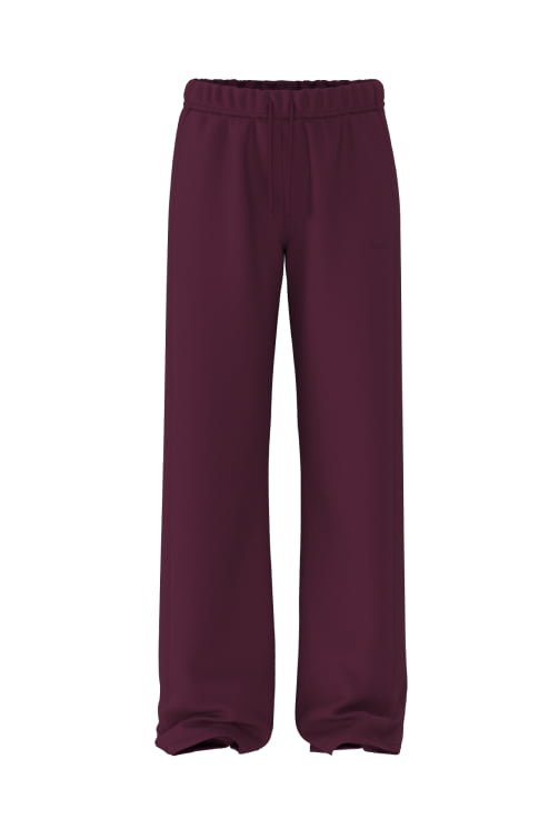 Burgundy sweatpants.