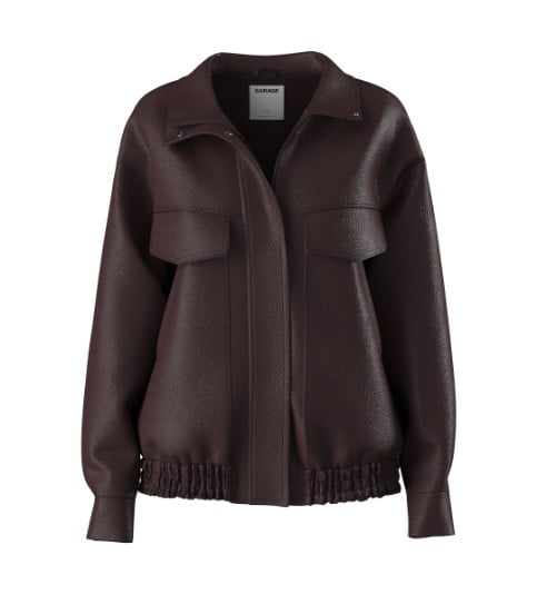 Brown faux leather jacket.