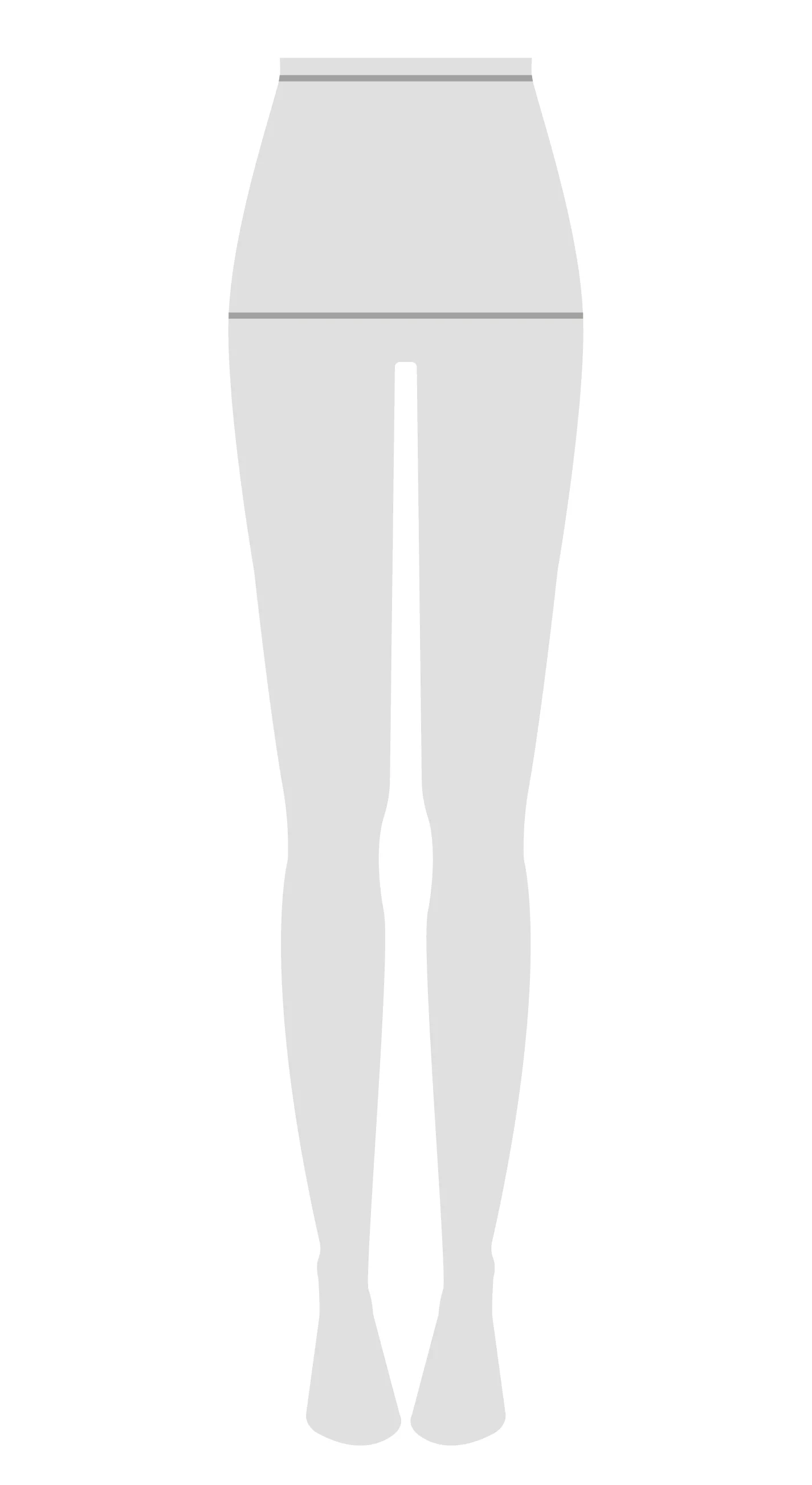A silhouette of a mannequin with lines on the waist and hips indicating where to measure.