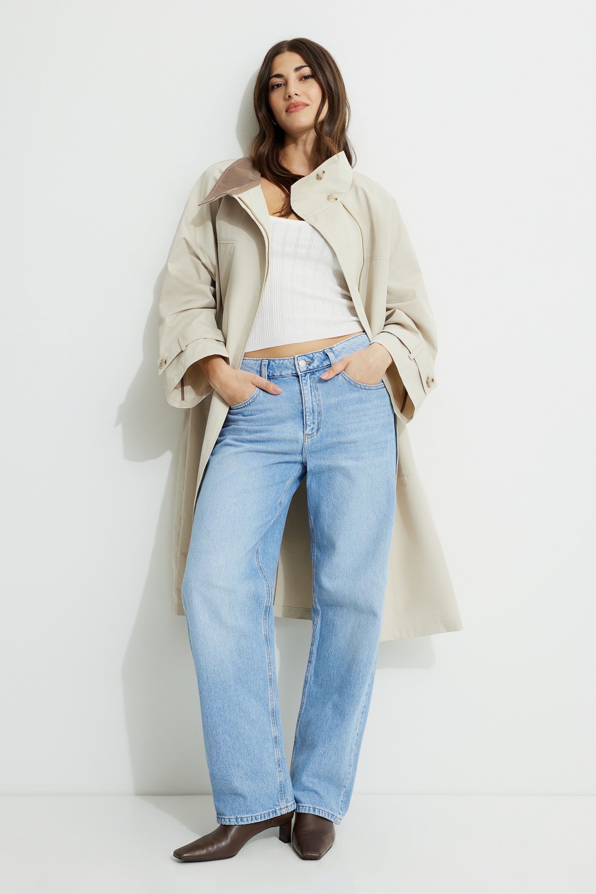 ジャケット・アウター Oversized Trench Coat Man's Double Breasted Trench Coat Oversized Casual Windbreaker